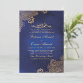 Gold Foil Lace Ornate Blue Islamic Muslim Wedding Invitation | Zazzle