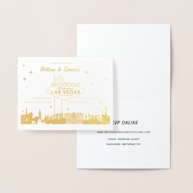 Gold Foil Las Vegas Skyline Wedding Invitation (Display)