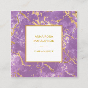 *~* Gold Foil Lavender Marble Modern Luxe Girly Square Business Card