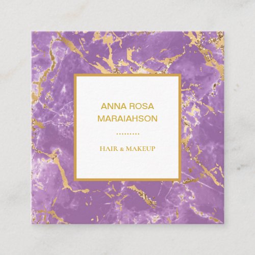 *~* Gold Foil  Lavender Marble Modern Luxe Girly Square Business Card