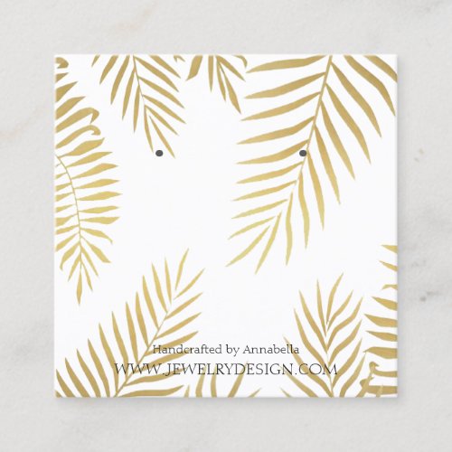 Gold Foil Leaf Earring Jewelry Display Custom Square Business Card