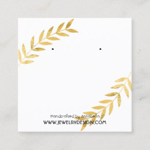 Earring Card Business Cards Zazzle Gold Foil Leaf Earring Jewelry Display Custom Square Business Card