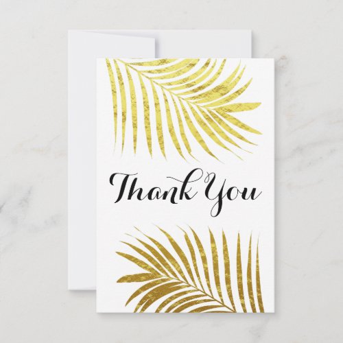 Gold Foil Leaf Tropical Wedding Elegant Thank You