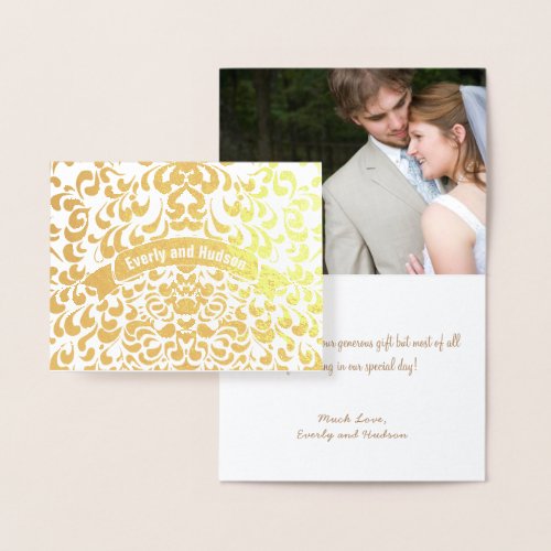 Gold Foil Leaf Typography Wedding Invitations