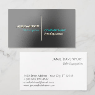 Gold Foil Line Bright Cyan Dark Gray Business Cards