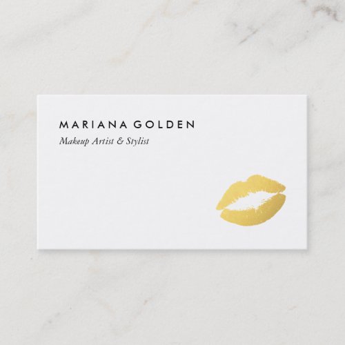 Gold Foil Lips Makeup Artist Business Card