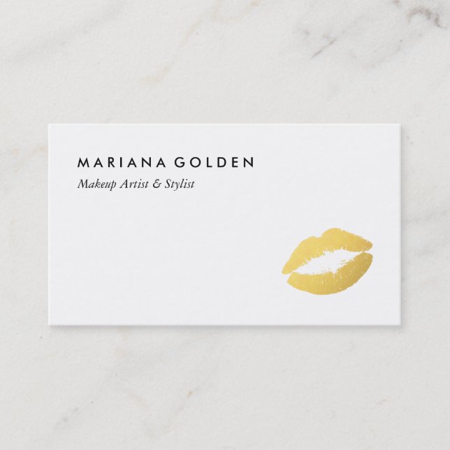 Gold Foil Lips Makeup Artist Business Card (Front)