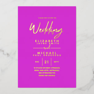 GOLD FOIL Lipstick Pink Modern All-in-1 Wedding Invitation