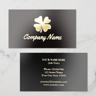 Gold foil logo lucky clover design unique custom business cards