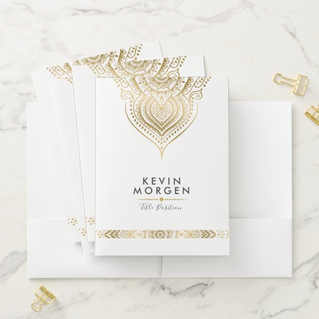Gold Foil Look Mandala Lace Pocket Folder (In Situ)