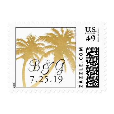 Gold Foil Look Palm Tree Destination Wedding Stamp Gold Foil Look Palm Tree Destination Wedding Stamp