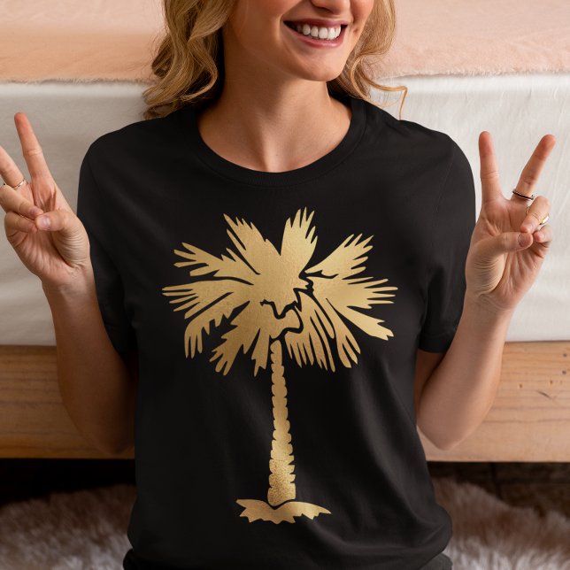 Gold Foil Look Palm Tree Summer Beach Tri-Blend Shirt (Creator Uploaded)