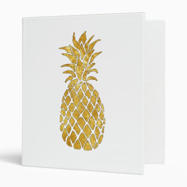 gold foil look pineapple 3 ring binder (Front/Inside)