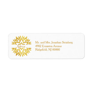 Gold Foil Look Star Mandala Bat Mitzvah Return Label