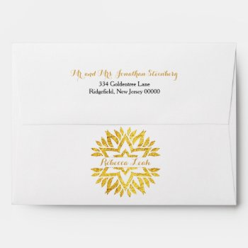 Gold Foil Look Star Of David Mandala Bat Mitzvah Envelope by mishpocha at Zazzle