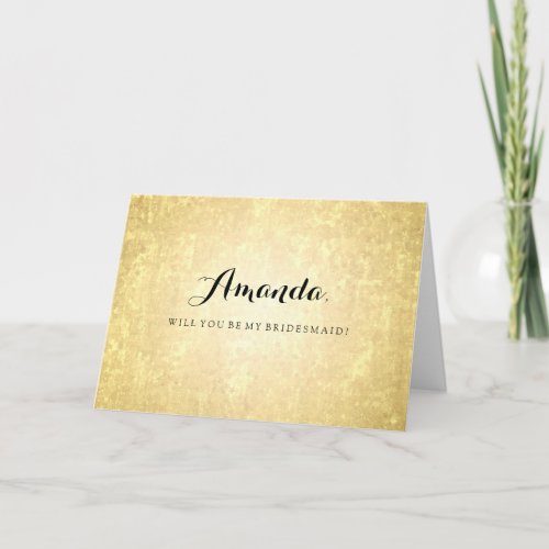 Gold Foil Look Stars Confetti Be My Bridesmaid Invitation