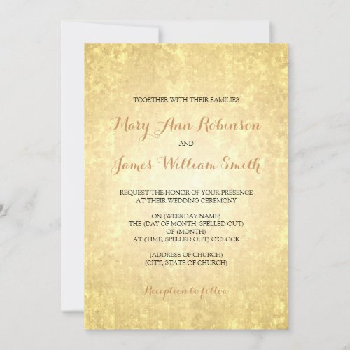 Gold Foil Look Stars Confetti Wedding Invitation