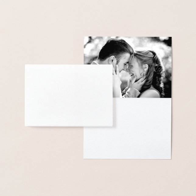 Gold Foil Lotus Flower Photo Thank You on Gray Foil Card (Display)