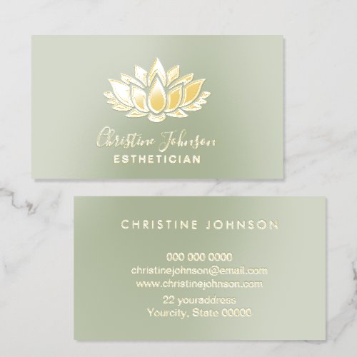gold foil lotus logo business cards