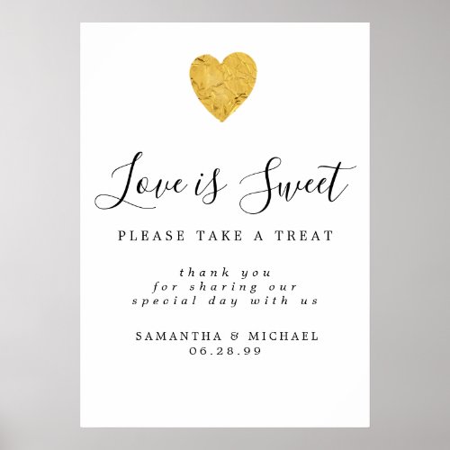 Gold Foil Love is Sweet Wedding Dessert Bar Sign