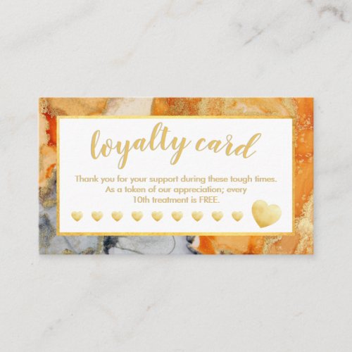 Gold Foil Loyalty Card Orange Grey Abstract