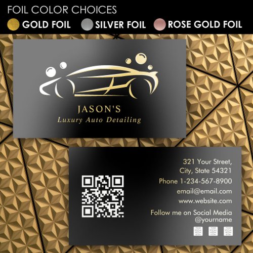 Gold Foil Luxury Auto Detailing Car Cleaning Business Cards