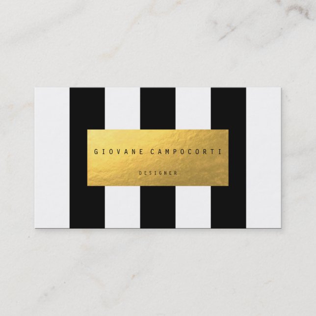 Gold foil luxury business card in black and white (Front)
