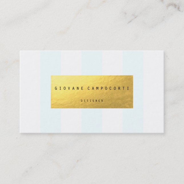 Gold foil luxury business card with white and blue (Front)