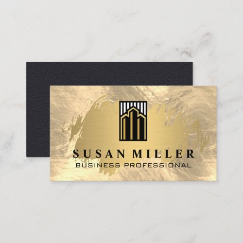 Gold Foil  Luxury Corporate Buildings Logo Business Card
