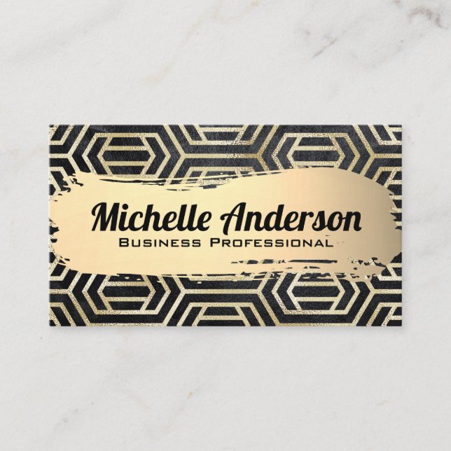 Gold Foil Luxury Modern Geometric Pattern Business Card (Front)