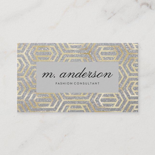 Gold Foil Luxury Pattern Business Card (Front)