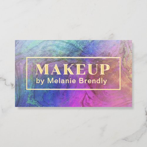 Gold Foil Makeup Artist Marble Business Card