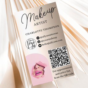 Gold foil makeup logo Qr code 2 photos Business Card