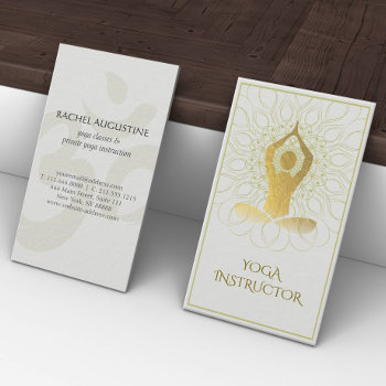 Gold Foil Mandala Floral Yoga Meditation Om Symbol Business Card by ReadyCardCard at Zazzle