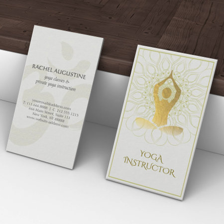 Gold Foil Mandala Floral Yoga Meditation Om Symbol Business Card