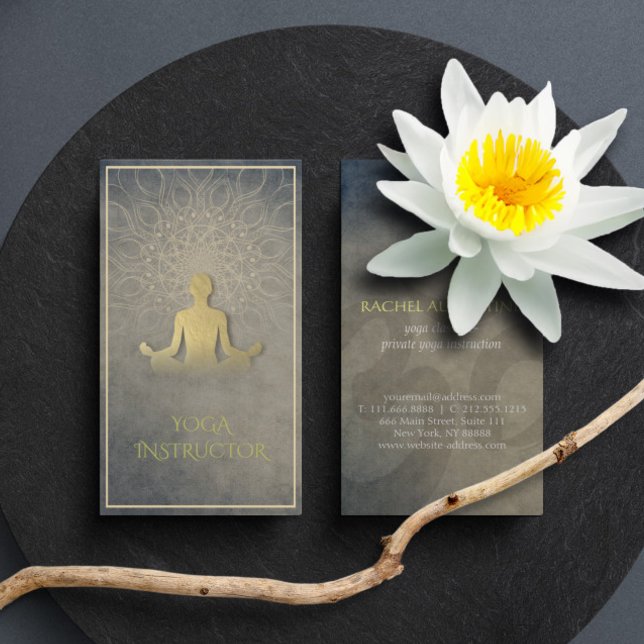 Gold Foil Mandala Floral Yoga Meditation Om Symbol Business Card (Creator Uploaded)