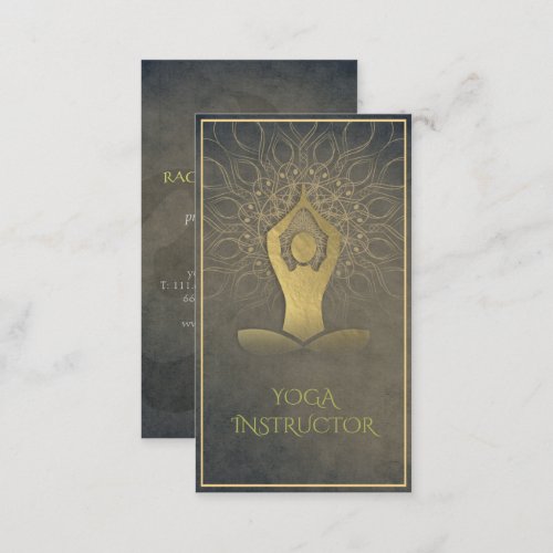 Gold Foil Mandala Floral Yoga Meditation Om Symbol Business Card