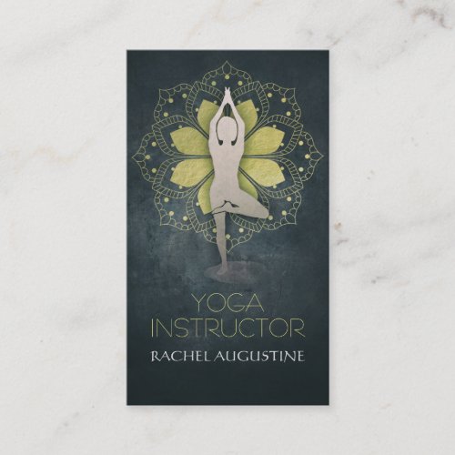 Gold Foil Mandala Floral  Yoga Meditation Pose Om Business Card