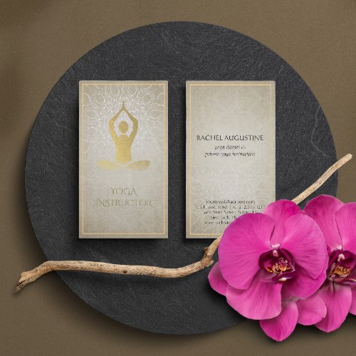 Gold Foil Mandala Floral  Yoga Meditation Posture Business Card