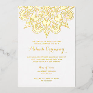 Gold Foil Mandala Mehndi Ceremony Invitation