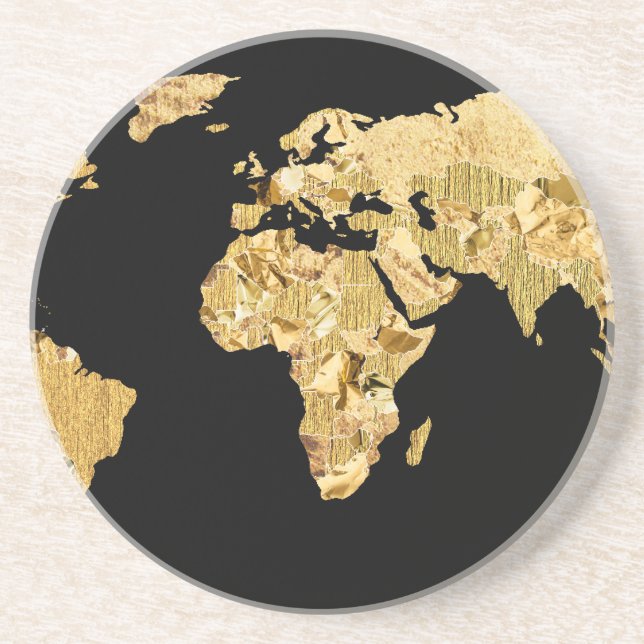 Gold Foil Map Coaster (Front)