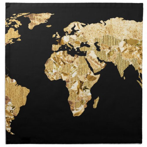 Gold Foil Map Napkin
