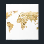 Gold Foil Map Notepad<br><div class="desc">A world map made up of gold foil sections.</div>