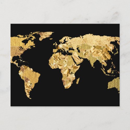 Gold Foil Map Postcard