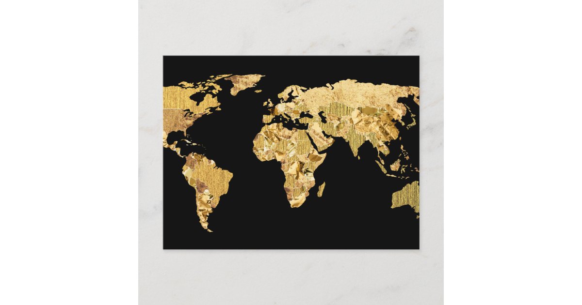 Gold Foil Map Postcard | Zazzle