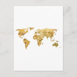 Gold Foil Map Postcard