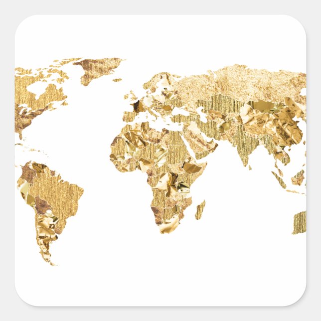 Gold Foil Map Square Sticker (Front)