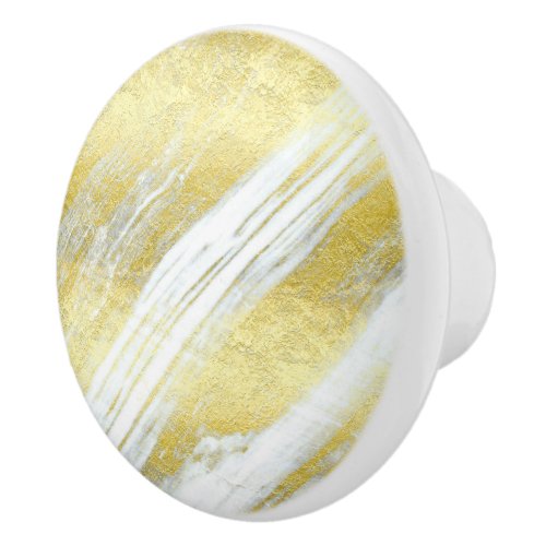 Gold foil marble agate abstract modern gold ceramic knob