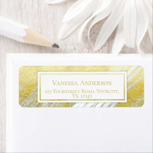 Gold foil marble agate abstract modern gold name label