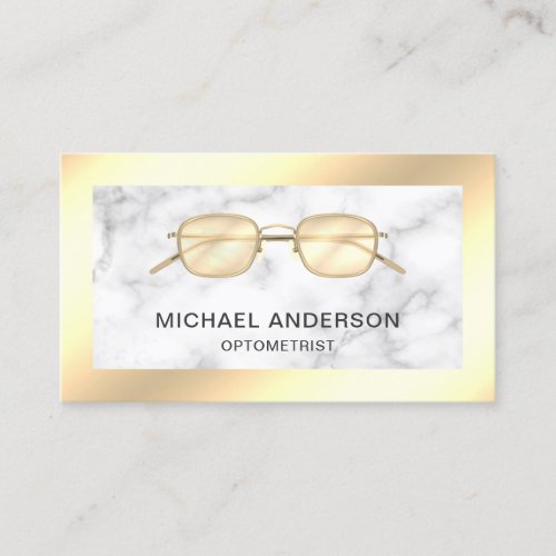 Gold Foil Marble Eyeglasses Eye Doctor Optometrist Business Card